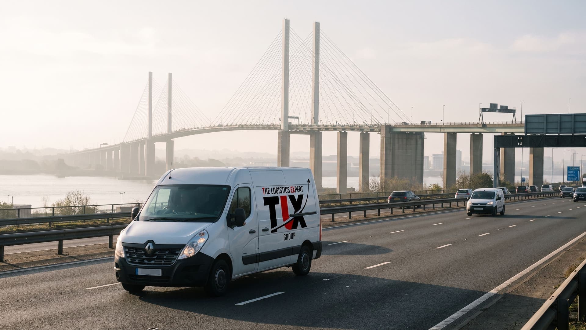 TLX Group van on the M25 approaching the Dartford Crossing
