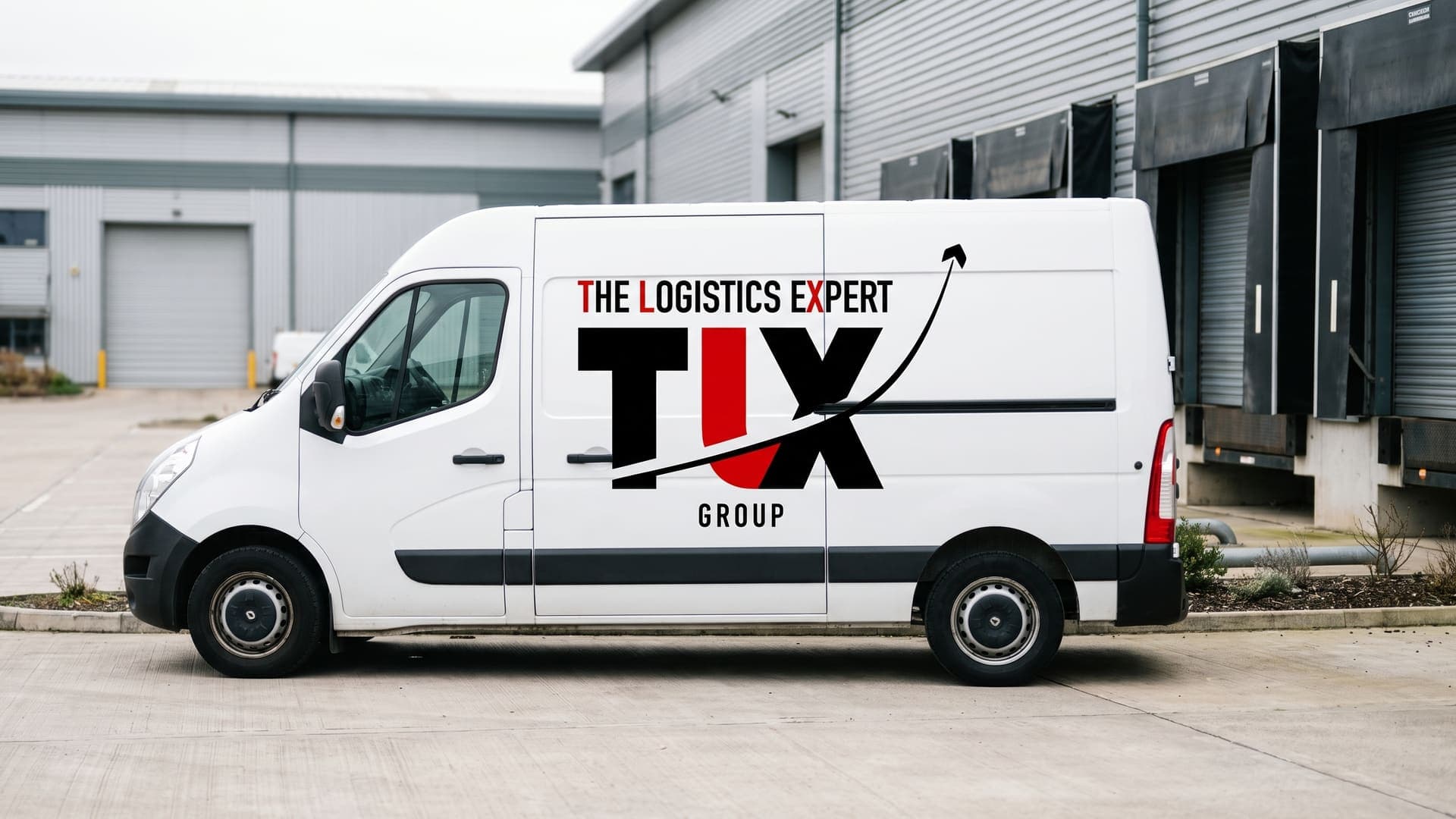 TLX Group van at a distribution warehouse loading bay near Coventry